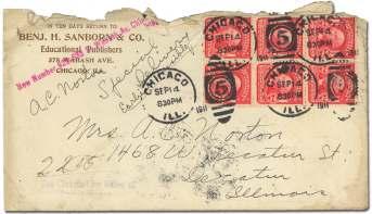 , 332), used with 2 tied by St Louis MO reg is tered oval, on cover ad - dressed to La Crosse WI, with vi o let St
