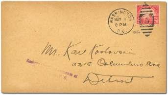 .................... $100 6684 1923, 12 brown vi o let, FDC (564), tied to a spe - cial de liv ery cover to