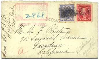 US Post Of fice du plex on red band cover to Tyrone PA, with Tyrone flag can cel and for warded to Port land OR,