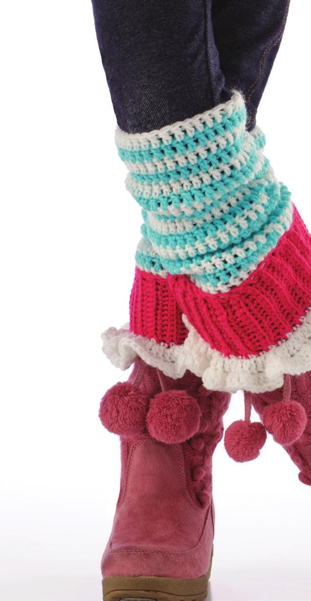 Frills that thrill! Our striped and frilly legwarmers are a hoot! And they go perfectly with a fuzzy boot. Who knew crochet could be so downright cute?
