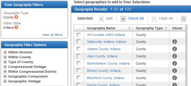 Working the Filter Options 1. Start by selecting the geography level you want to end up with. 2.