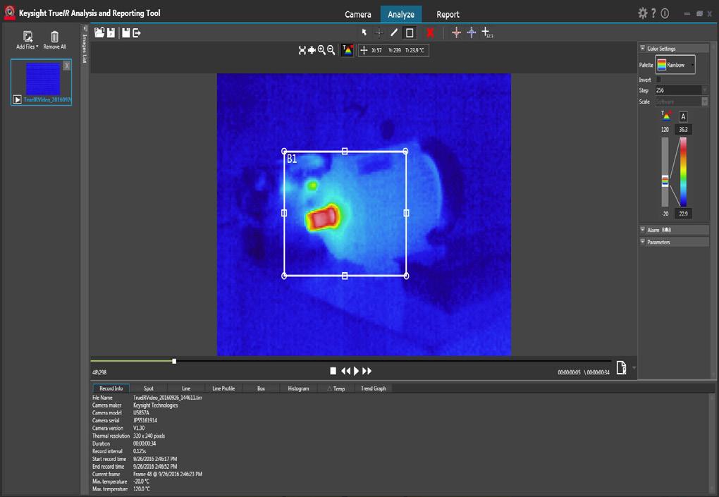 With four times digital zoom, magnify a thermal image of a far-away object to quickly identify anomalies and to reveal even finer details.