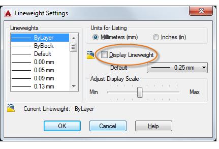 Lineweights can also be assigned from the Properties panel. Here s a Tip: You can leave the lineweight set to ByLayer, or you can specify a value that overrides the layer s lineweight.