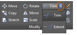 GUIDE 4.3 TO VIEWING AUTOCAD BASICS: MODIFYING Trim and Extend A popular technique is to use the OFFSET command in combination with the TRIM and EXTEND commands.