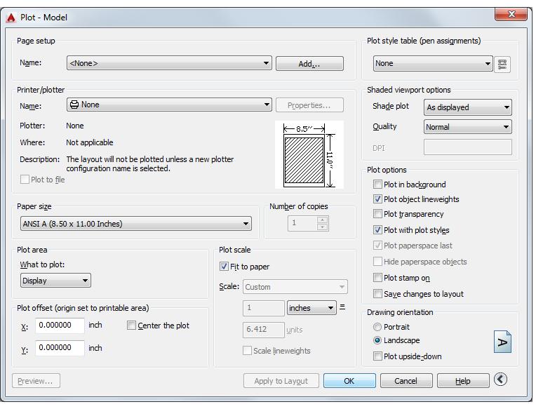 GUIDE TO AUTOCAD BASICS: PRINTING Printing Output a drawing layout to a printer, a plotter, or a file. Save and restore the printer settings for each layout.