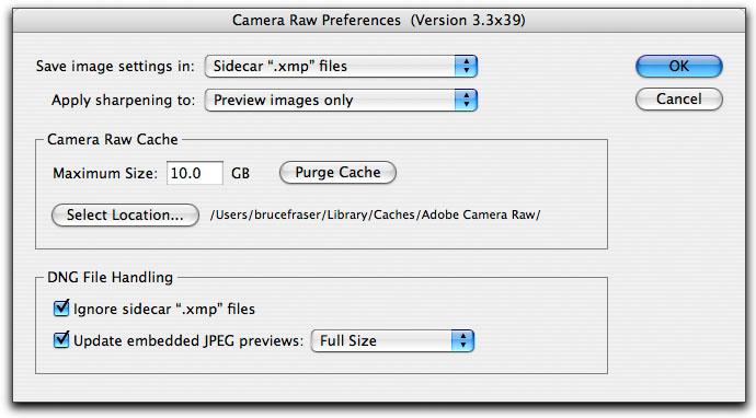 Camera Raw preferences and saving settings The last important decision you need to make is where to save the edits you make to your raw images.