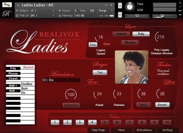 REALIVOX LADIES MANUAL Congratulations on your purchase of Realivox Ladies! There are five different singers you can use by themselves, or in combination with each other.