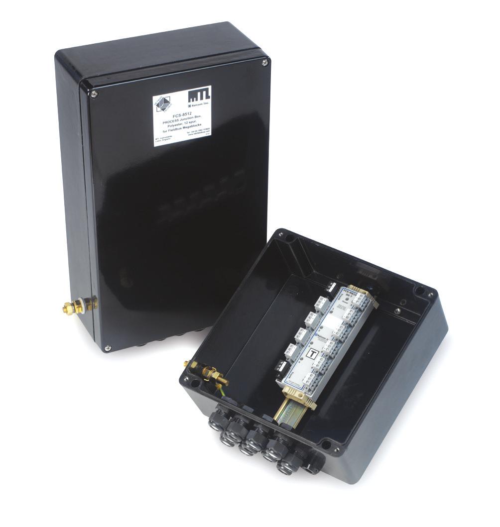 September 0 FCS000 range Junction boxes The FCS000 range of carbon loaded polyester enclosures provide the highest levels of corrosion resistance for the harshest process environments.