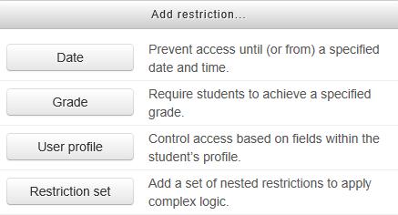 Click then on any category above. When you have set 1 restriction you will be able to set others and can make them all apply or any to apply.