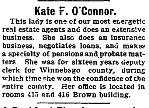Advertisement from The Morning Star, 2/11/1900 How Kate Spent Her Time: Kate s Hobbies Kate was involved in just about everything in Rockford.