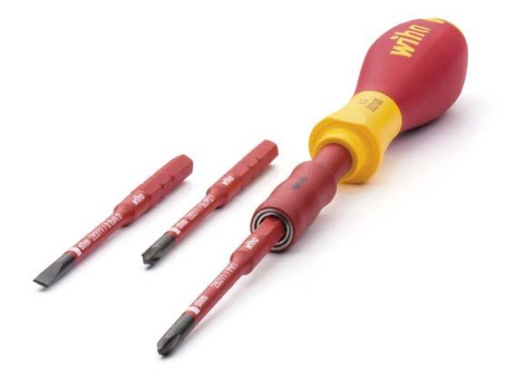 Only for 6 mm VDE exchange bits. Compact screwdriver together with VDE exchange bits. Attention: Not for use with bit styles C 6.3 