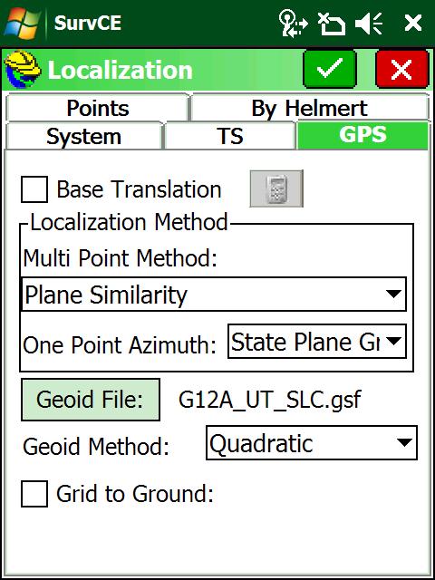Loading and Using a GSF (GEOID Separation File) for SurvCE on Page 66.