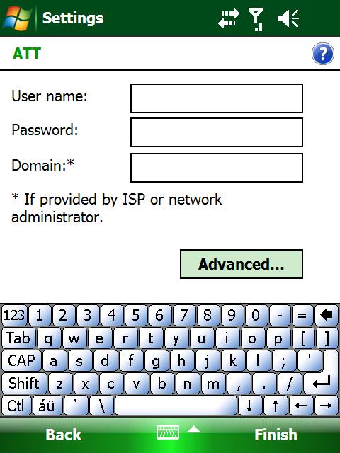 (Sometimes setting the Access point name to broadband may be required, however try the blank setting first.) 12.