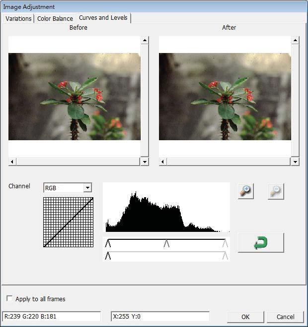3. Curves and Levels Adjust image settings by moving Curve and Levels settings. Comparison between before and after adjustment is displayed for reference. Menu Commands - Window 1.