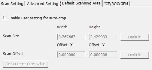 Default Scanning Area Adjust the scanning size as well as adjust the Scan Offset setting to move the image position of slide.