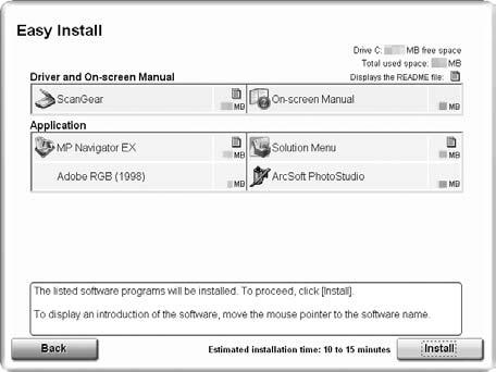 Installing the Software 5 Click [Install] to start installation.