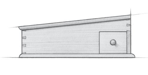 long Carcase side, 3 8 in. thick by 4 in. wide by 12 in. long, tapers to 2 3 4 in.