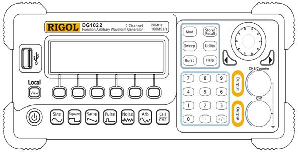 Instrument Inspection USB Host LCD Mode/ Functions Buttons Direction Key and Knob CH2 Output/ Counter Input Power Local/ Menu Wave Button View Buttons Selection Buttons Channel