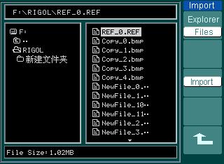 Import Press REF Import and go to the following menu.