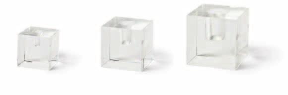 pair of tapers, 1 pair of glass cube candleholders Colors: Matte on page 9, Metallic