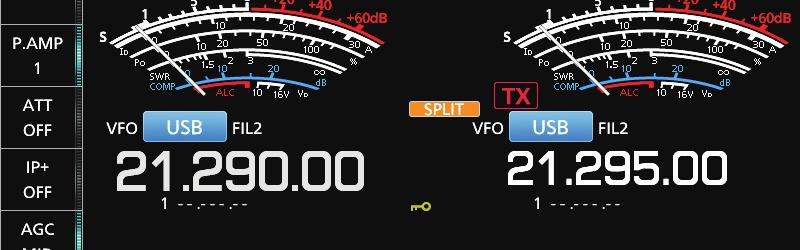 RECEIVING AND TRANSMITTING Split Lock function To prevent accidentally changing the receive frequency by releasing XFC while rotating MAIN DIAL, use the Split Lock function.