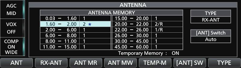 ANTENNA TUNER OPERATION 7 About the Antenna memory settings This function saves antenna connector settings for each frequency band.