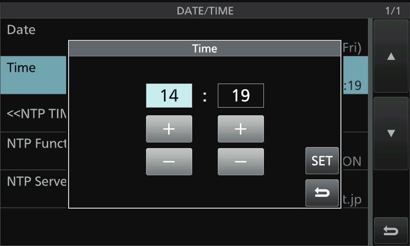 CLOCK AND TIMERS 9 Setting the date and time DDSetting the date 1. Display the DATE/TIME screen. MENU» SET > Time Set > Date/Time 2. Touch Date. Displays the date editing screen. 3.