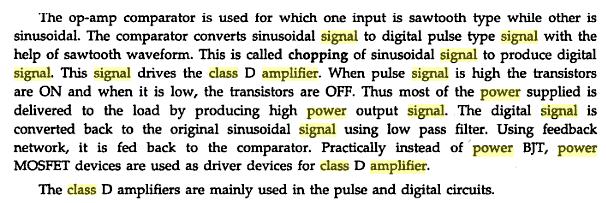 deal Performance of class D amplifier The transistor Q and Q acts as switches hence when Q is ON, Q is OFF and when Q is ON, Q is OFF. Consider Q is ON and Q OFF.