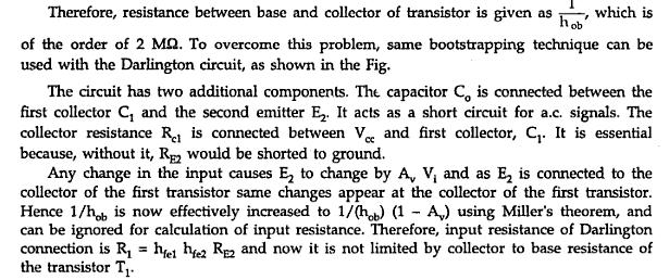 n bootstrap emitter follower while eliminating the shunting effect of Rand R there exists a maximum limit on the input resistance.