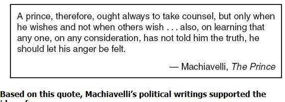 STANDARD WHI.13b) sequencing events related to the rise of Italian city-states and their political development, including Machiavelli s theory of governing as described in The Prince.