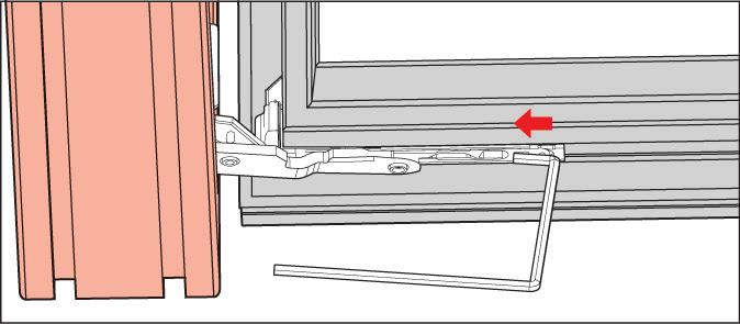 Designo Hardware Sash Hinge/Unhinge Hinging the sash - sash stay 250 1. Press down the lifting mishandling device (if mounted). 2. Bring the handle into the tilt mode (This is a conscious, and in this case necessary, hardware mishandling operation!
