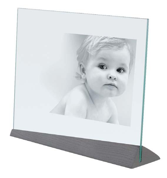 grigio / glass frame with wooden base