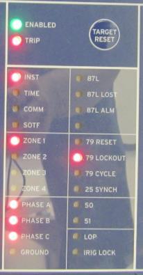 a) BUS C Relay b) BUS D Relay Figure 4-7 Front Panel of the Relays for Fault F2