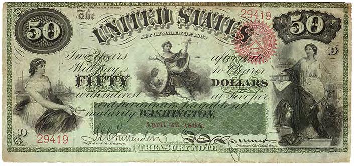 The Two-Year Interest Bearing Note of 1864 shown above was discovered in 1961.