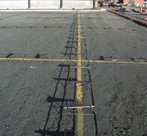 One of the earliest uses of tapered plate dowels was this pavement section at the Atlanta Bonded Warehouse distribution center in Kennesaw, Ga.
