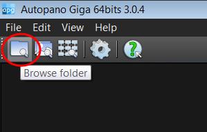 Stitching the images 1. Click on the Browse folder icon: 2. The Browse folder dialog appears.