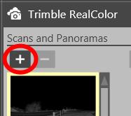 All scans in the project appear as a thumbnail image on the left. 5. Import the panoramic images into the tool.
