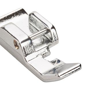 Along with an all-purpose foot for general sewing, other presser feet for specific tasks are included with bernette