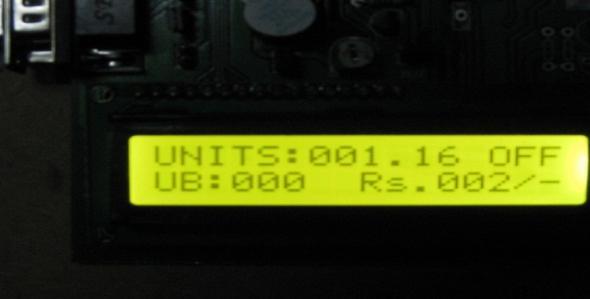 LCD showing the power consumption values and the billed amount and status of the system is also displayed when it is OFF. Figure 7.