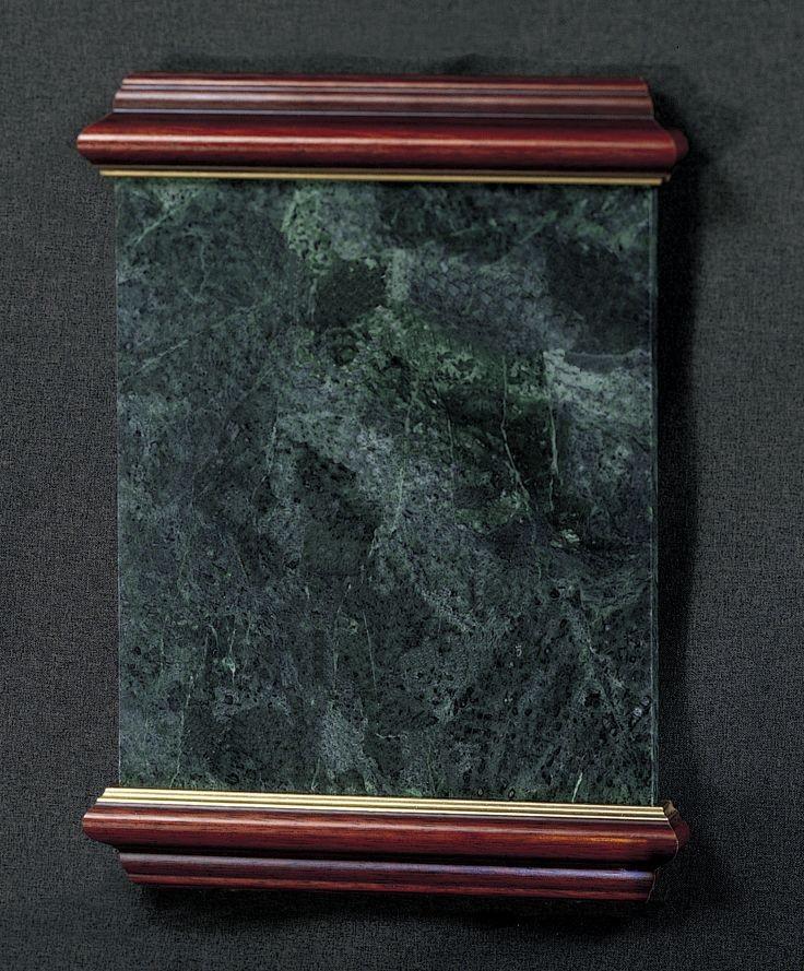8"x0" Green Marble Courante Award Plaque W/ Cherry Finished Accent 8"x0", Marble, Courante, Cherry Finished Accent, Easel Back, Wall Mountable, Desk, Tiered Wood Accent, 3 Lb.