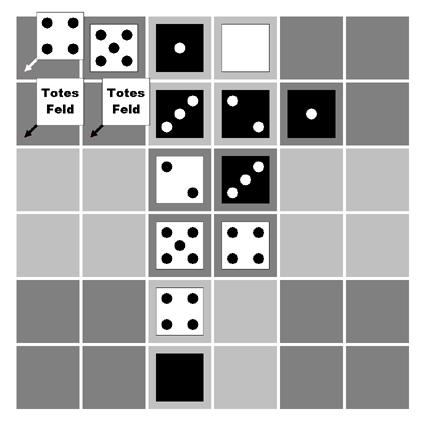 In each player s turn after one has placed the number piece one can occupy as many dead fields with blank pieces of one s own color as possible.