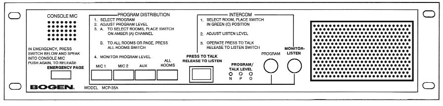 Front & Rear Panel Connection Diagrams Front Panel 1 9 2 3 4 5 6 7 8 1. Console MIC - Used for intercom and emergency page functions. Normally configured (via terminal link) as microphone 1.