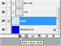 10. Finally create a drop shadow. Click on your "cane" layer in your layer palette (making it the active layer).