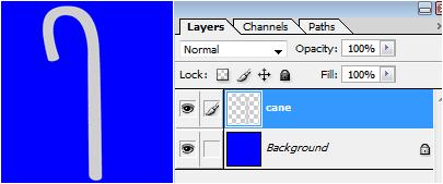 Once you are happy with the shape of your candy cane path, make sure you are working on your "cane" layer in your layer palette