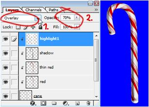 Now change the mode for the "highlight1" layer to Overlay in