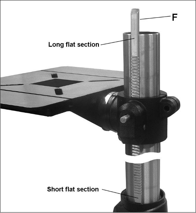 Figure 9 Figure 7 9. Place stop collar (G, Figure 8) onto column and slide it down over top end of rack.