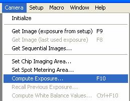 Calculate Exposure Time You do not need to calculate a white balance. Click the F10 to calculate exposure time.