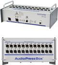 input level +24 dbu Nominal Output level is -38 dbu (0dBu on the input) 620,00 APB 116SB Stagebox design with one LINE Input, 16 MIC/LINE Out, AccuPack Stagebox version of Audio Press Box with 16