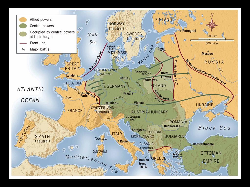 Map of World War I and the