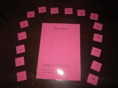 4x4. Number cards and game